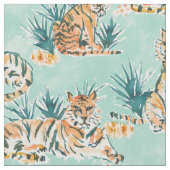 FAULE TIGER Aquarell-Katzen Stoff (Nahaufnahme)