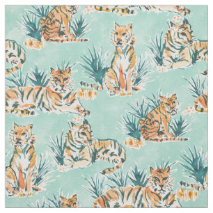 FAULE TIGER Aquarell-Katzen Stoff