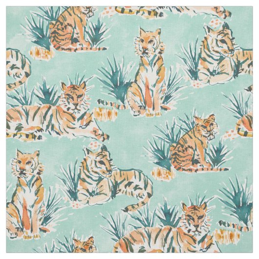 FAULE TIGER Aquarell-Katzen Stoff (Muster)