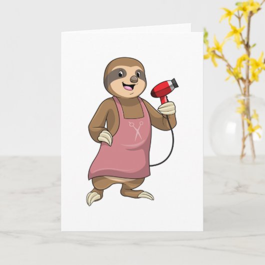 Faulenzer als Haartrockner Karte (Gelbe Blume)