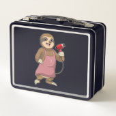 Faulenzer als Haartrockner Metall Brotdose (Rückseite)