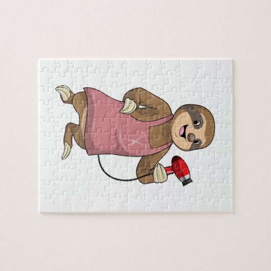 Faulenzer als Haartrockner Puzzle (Horizontal)