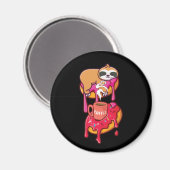Faulenzer auf dem Donut mit einem Pokal Dampfkaffe Magnet (Vorderseite/Rückseite)