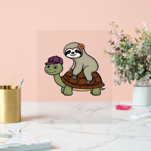 Faulenzer auf einer Schildkröte Klassischer T - Sh Acrylschild (Hochzeit)