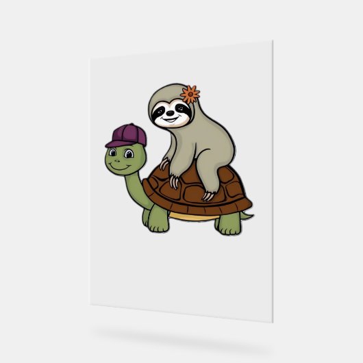 Faulenzer auf einer Schildkröte Klassischer T - Sh Acrylschild (Winkel)