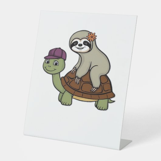 Faulenzer auf einer Schildkröte Klassischer T - Sh Sockelschild (Vorderseite)