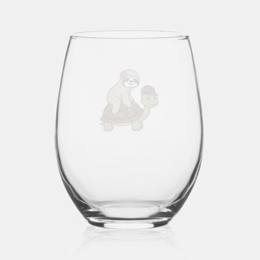 Faulenzer auf einer Schildkröte Klassischer T - Sh Weinglas Ohne Stiel (Rückseite)