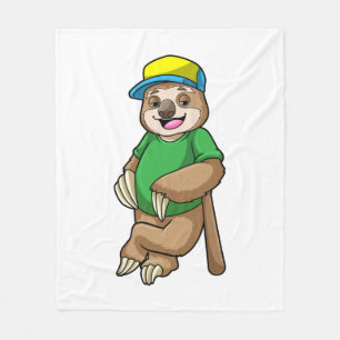 Faulenzer bei Baseball mit Baseballschläger Fleecedecke