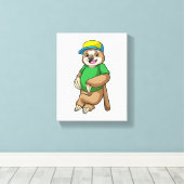 Faulenzer bei Baseball mit Baseballschläger Leinwanddruck (Insitu (Holzboden))