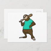 Faulenzer bei Baseball mit Baseballschläger Postkarte (Vorne/Hinten)