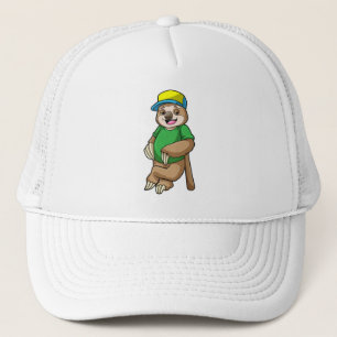 Faulenzer bei Baseball mit Baseballschläger Truckerkappe
