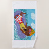 Fauler Dachshund auf einem Floß Strandtuch (Vorderseite)