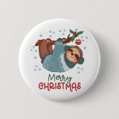 Fauler Faultier-Weihnachtsknopf Button (Vorderseite)