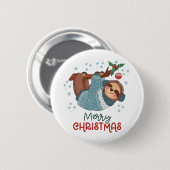 Fauler Faultier-Weihnachtsknopf Button (Vorne & Hinten)