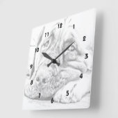 Fauler Mastiff Quadratische Wanduhr (Winkel)