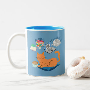 Fauler Orangen-Kater Zweifarbige Tasse