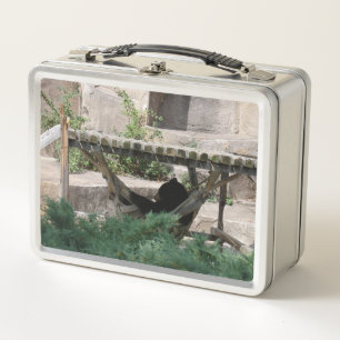 Fauler Sommertag Bär in der Hängematte Metall Lunch Box