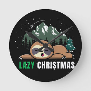 Fauler Weihnachtsfaultier Lustig Runde Wanduhr