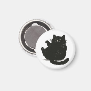 Faules Chonk-Katze Cute Fette Schwarze Katze Illus Magnet