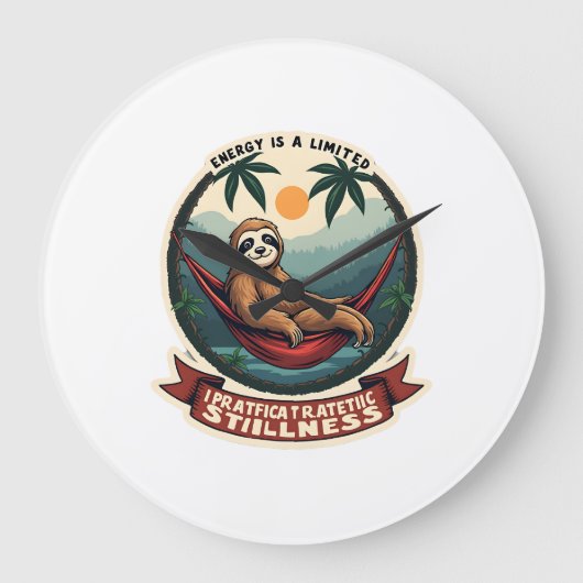 Faules Faultier Humor-Shirt Selektive Anstrengung  Große Wanduhr (Vorderseite)