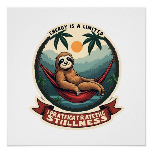 Faules Faultier Humor-Shirt Selektive Anstrengung  Poster (Vorderseite)