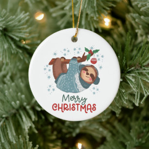 Faules Faultier Weihnachten Keramik Ornament