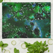 Faules Mosaik der Wasser-Pflanze Lagune Nachtleben Geschirrtuch (Gefaltet)