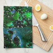 Faules Mosaik der Wasser-Pflanze Lagune Nachtleben Geschirrtuch (Viertel Falte)