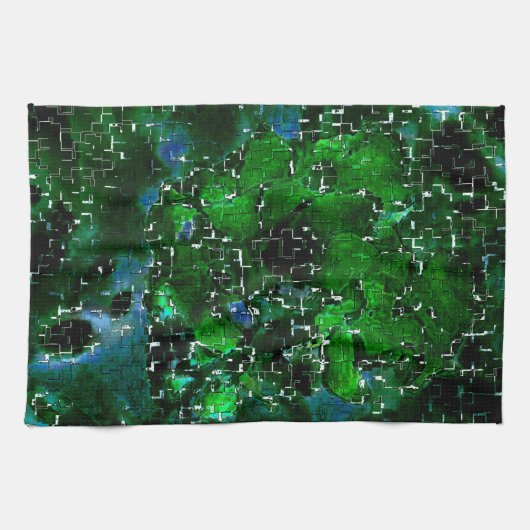 Faules Mosaik der Wasser-Pflanze Lagune Nachtleben Geschirrtuch (Horizontal)