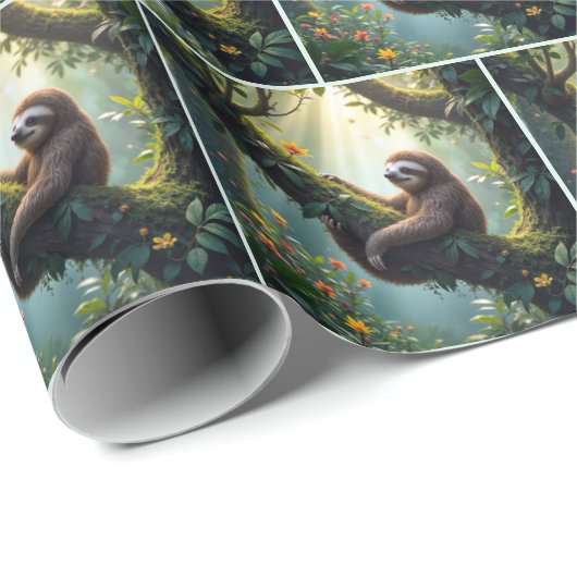 Faulheit im Regenwald Geschenkpapier (Rolleneckpunkt)