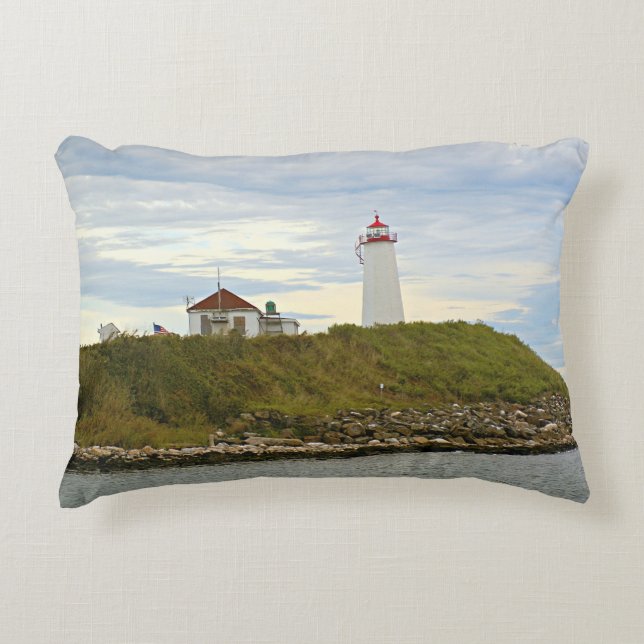 Faulkners Island Lighthouse Connecticut Pillow Dekokissen (Vorderseite)
