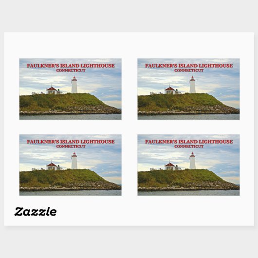 Faulkners Island Lighthouse, Connecticut Rechteckiger Aufkleber (Blatt)