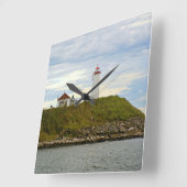 Faulkners Island Lighthouse, CT Wall Clock Quadratische Wanduhr (Winkel)