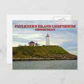 Faulkners Island Lighthouse, Postkarte Connecticut (Vorne/Hinten)