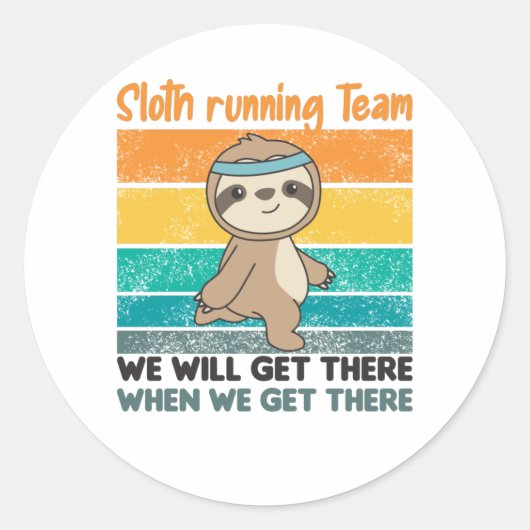 Faulle laufen Team Sloths Run Cozy Runder Aufkleber (Vorderseite)