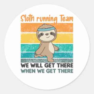 Faulle laufen Team Sloths Run Cozy Runder Aufkleber