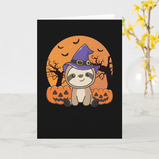 Fault Hexch Pumpkin Sloths Happy Halloween Karte (Gelbe Blume)