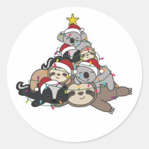 Fault Koala Skunk Weihnachtsbaum Weihnachten Runder Aufkleber