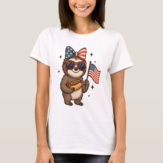 Faultier 4. Juli T-Shirt (Vorderseite)
