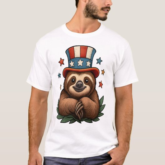 Faultier 4. Juli T-Shirt (Vorderseite)