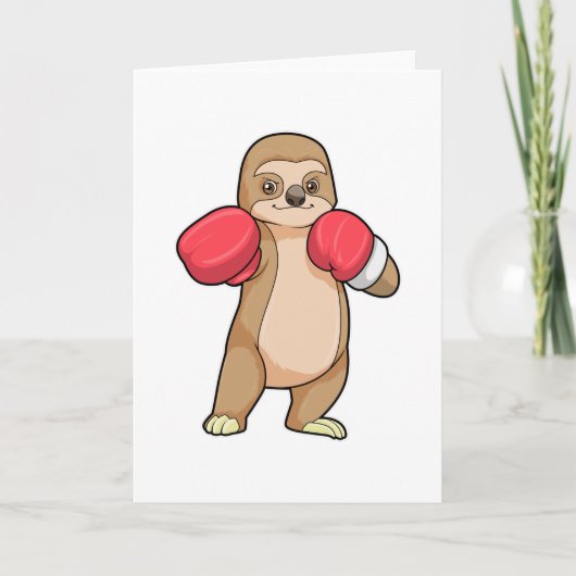 Faultier als Boxer mit Boxhandschuhen Karte (Vorderseite)