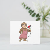 Faultier als Friseur mit Haartrockner Postkarte (Stehend Vorderseite)
