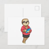 Faultier als Sekretär mit Notizblock Postkarte (Vorne/Hinten)