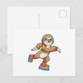Faultier als Skater mit Inline-Skates Postkarte (Vorne/Hinten)