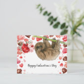 Faultier am Valentinstag  Feiertagspostkarte (Stehend Vorderseite)