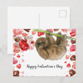 Faultier am Valentinstag  Feiertagspostkarte (Vorne/Hinten)