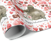 Faultier am Valentinstag Geschenkpapier (Rolleneckpunkt)