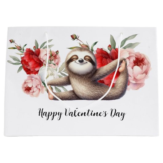 Faultier am Valentinstag Große Geschenktüte (Vorderseite)
