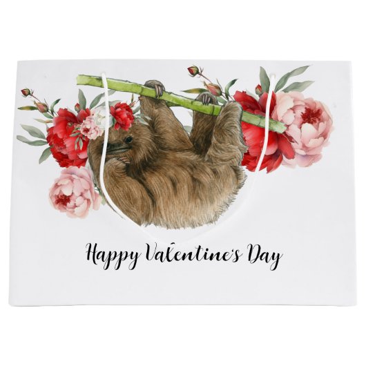 Faultier am Valentinstag Große Geschenktüte (Vorderseite)