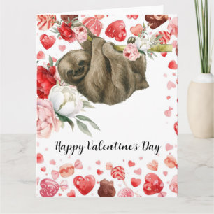 Faultier am Valentinstag  Karte